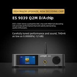 LOXJIE Upgraded D30 Audio DAC & Headphone Amplifier ES9039 Q2M D/A Chip XMOS PCM 32bit/768kHz MQA DSD512 Hi-Res Home Stereo AMP Bluetooth 5.1 with Remote Control, Hi-Fi Audio Stereo Receiver