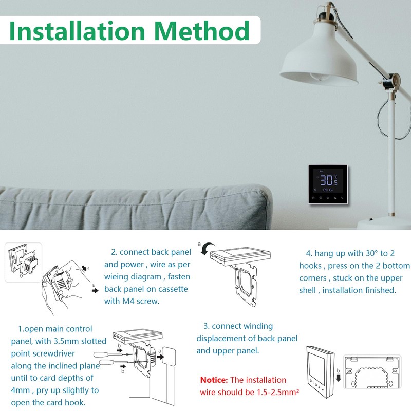 Wengart Digital Thermostat WG8818,AC230V 3A LCD Digital Display with Programming