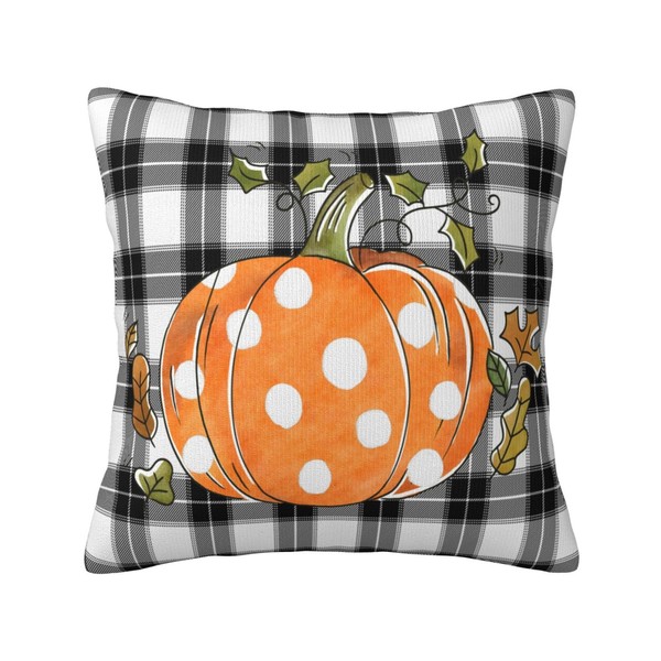 Qilerongrong Fall Pumpkin Pillow Covers, Polka Dots Soft Square Zipper