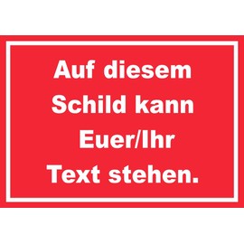 Sign with Desired Text Horizontal Text White Background Red A4 (210 x 297 mm)