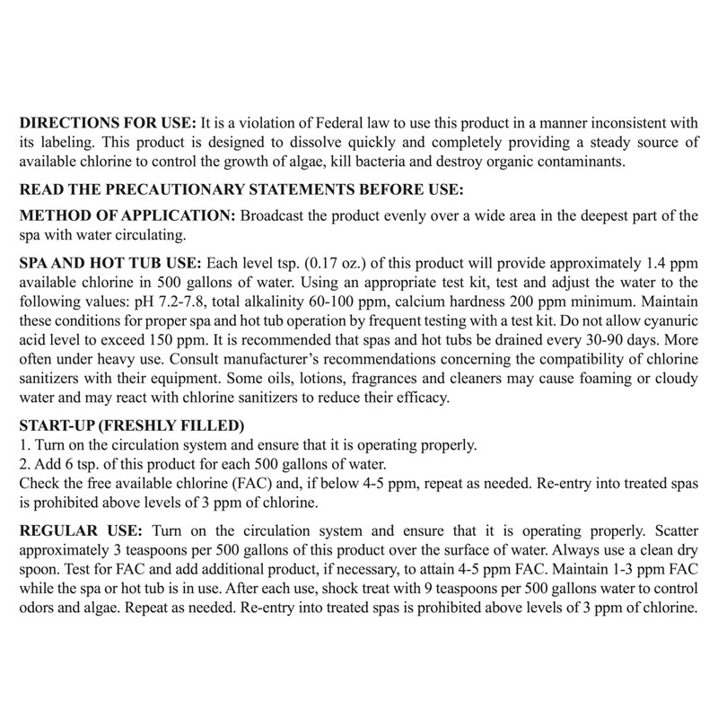 SpaChoice 5-Pounds Premium Spa Sanitizing Granules, Spa Chlorine Granules for