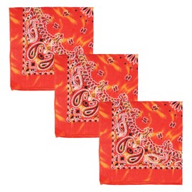 Motique Accessories Modern Tie Dye Bandana - Set of 3 (Orange)