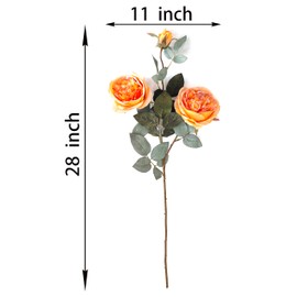 ARTIFIPLANT Fall Orange Rose Bouquet, Fake Roses Artificial Flowers,4 Pieces Realistic Silk Fake Flowers for Home Decor (4, Fall Orange)