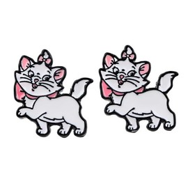 Aristocat Marie Kitten Metal Enamel Stud Earrings