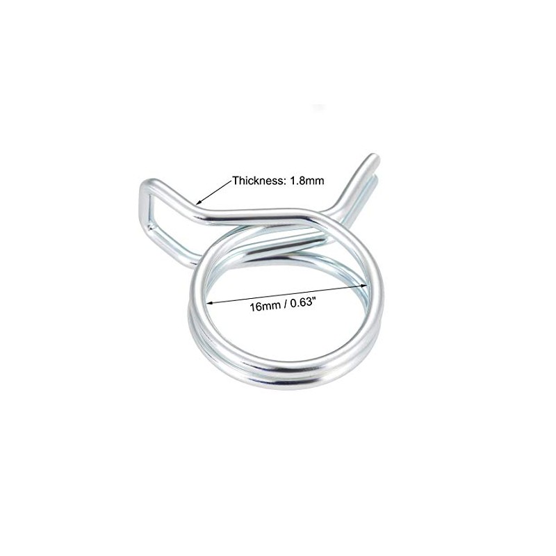 uxcell Double Wire Spring Hose Clamp 16mm Inner Dia Fit