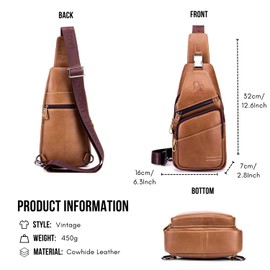 Sling Bag Small Purse Leather for Women Men Crossbody Bag Chest Bags Shoulder Backpack Cross Body Water Resistant(91013-Black)