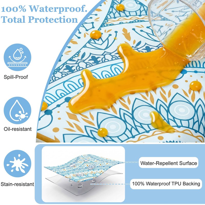 Joy Bubble Rectangle Tablecloth Waterproof Soft Brushed Fabric Table Cloth