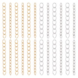 UNICRAFTALE 120 Pieces 25 mm Long Stainless Steel Chain Extension 1.6/3 mm Thick Bracelet End Chains Metal Chain Extension Jewellery Chains for Bracelet Necklace Jewellery Making