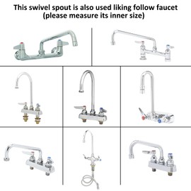 KWODE 14"Brass Swivel Swing Nozzle Spout Replacement Kit for Most T and S Commercial Kitchen Sink Faucet, 14" Spout Reach with MAX 2.2 GPM Aerator