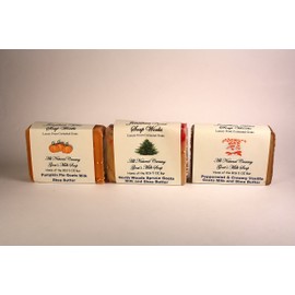 Jonathan Kent Goats Milk Soap, Saturated with 100% Creamy Farm Fresh Goats Milk, with Shea Butter, No Water – CHILDHOOD MEMORIES 3 BAR Sampler, Pumpkin Pie, Peppermint Vanilla, Northern Spruce