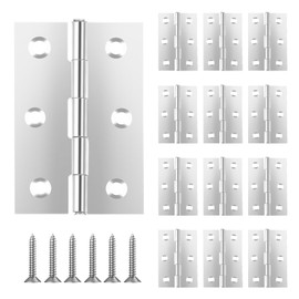 YiJiuBa 12 Stück Scharniere Klappbar 75 × 50mm, Scharnier Edelstahl Scharniere Klappbar Silber Schranktür Scharnier, Scharniere mit 72 Stück Schrauben für Holztüren Fenster