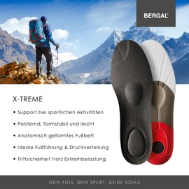Bergal Men's X-treme Einlegesohle Orthotic Insole, Multicolour (Anatomisch Geformtes Fußbett Sorgt EIN Perfektes Tragegefühl Ist Ideal Für Sportschuhe, Wanderschuhe Und Freizeitschuhe), 10.5 UK