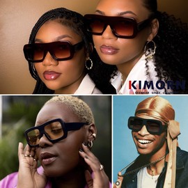 kimorn Sunglasses Womens Men Trendy Retro Sun Glasses Oversize Square Frame Shades K1571 (Camel+Brown Lens)