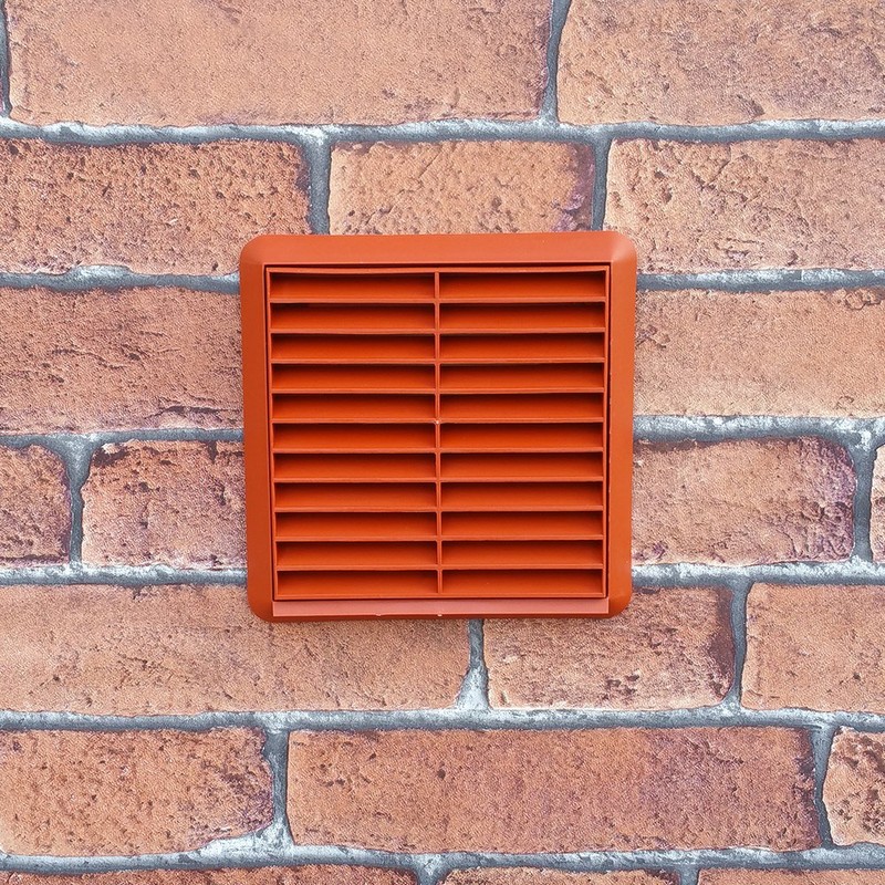 Kair Terracotta Louvred Grille 155mm External Dimension Wall Ducting Air