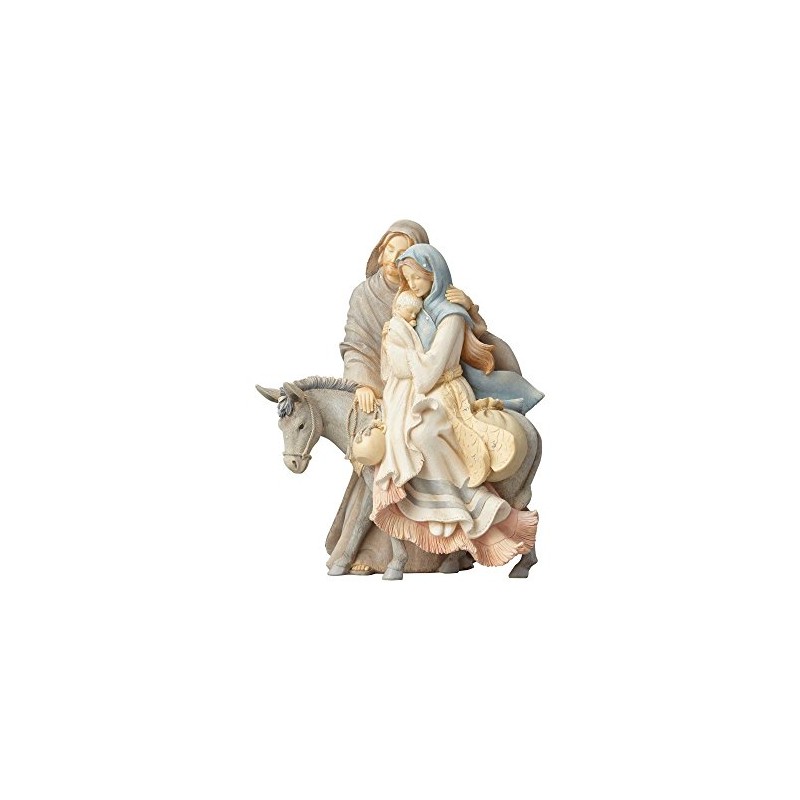 Foundations (4058697) Holy Family with Donkey Stone Resin Figurine, 9.45”