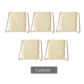 5 Piezas Morrales de Manta Cruda con Cordon. Bolsa de Manta 100% Algodon. 39 X 33 cm (5 Piezas)