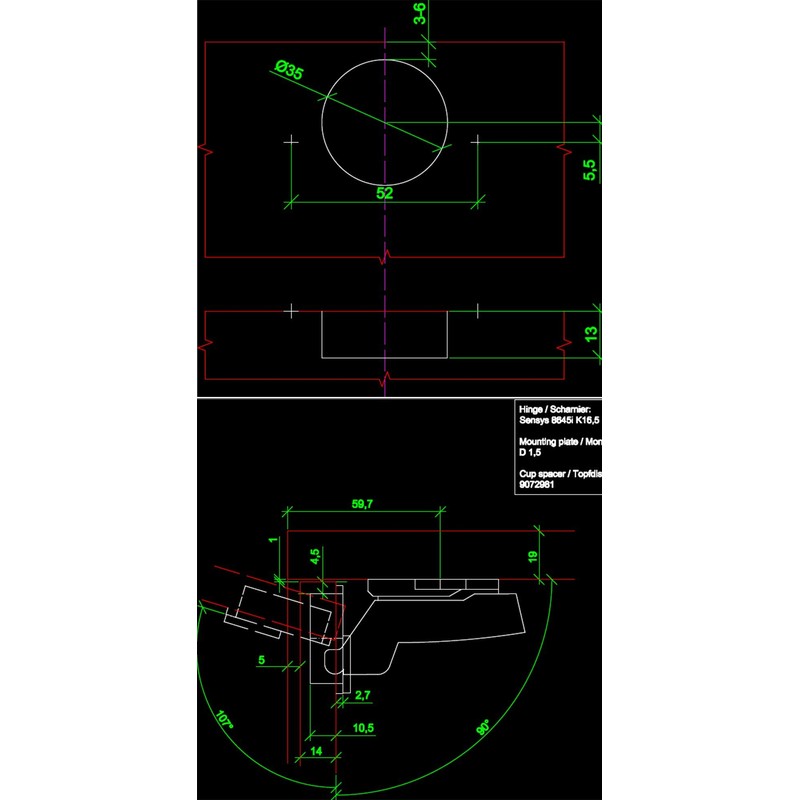 Hettich Sensys 8645i TH52 110 Degree Standard Hinge with Self