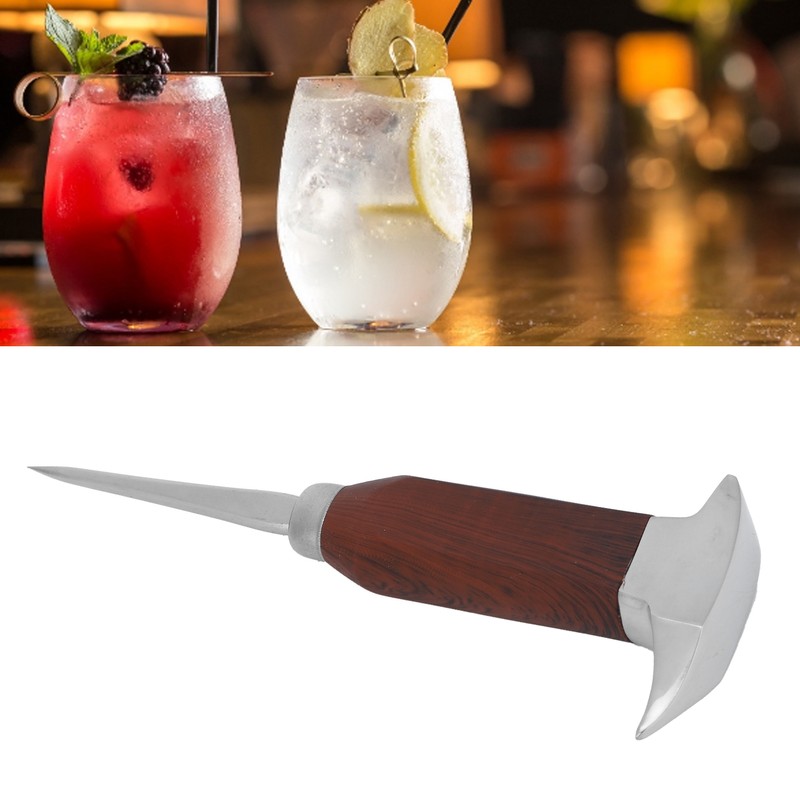 Ice Pick Stainless Steel Ice Pick with Wood Handle Bartender