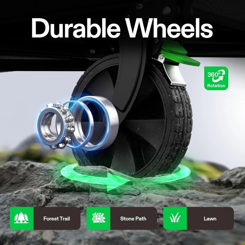 VIVOSUN Utility Wagon Heavy-Duty Swivel Cart Adjustable Handle Camping Beach