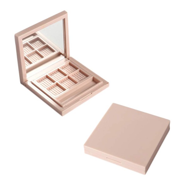 Frcolor 2Pcs Empty Makeup Palette Reusable 6 Grid Eyeshadow Case Container Box Makeup Mirror with DIY Lipstick Lip Gloss Powder Cosmetics (Pink)