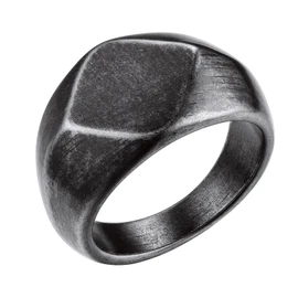 Bestyle Stainless Steel Square Shape Signet Ring Vintage Gray Style Simple Plain Band Ring Wedding Chunky Retro Statement Index Ring for Men Boys, Hip Hop Ring, Size 12