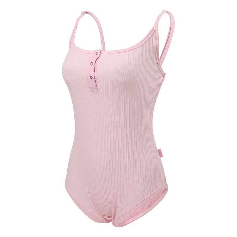 CutiePlusU Cotton Button Crotch Adult Sling Onesie Bodysuit V-Neck Button,
