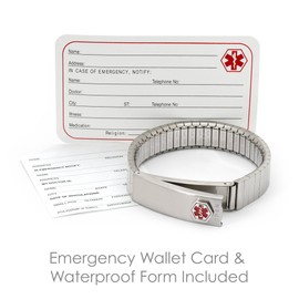 Speidel Stainless Steel Men's Medilog ID Bracelet with Wallet Card and Storage Plaque in Black, Rose Gold, Silver or Gold (Gold)