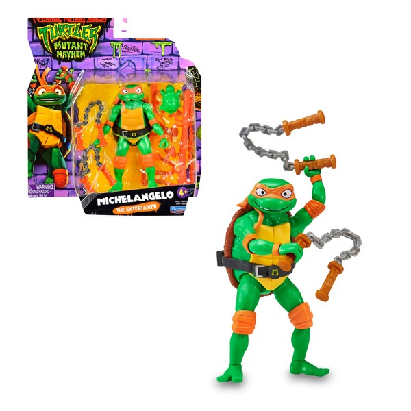 Giochi Preziosi - Ninja 2023 CAOS Mutant Michelangelo Articulated Figures in Action Version - Size 12 cm - Detailed and with Real Combat Function - For Children from 4 Years