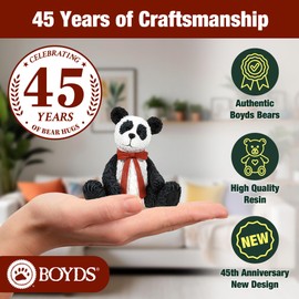 Enesco Boyds Bears 45th Anniversary Anni Bearsley Panda Figurine, Collectible Premium Hand Crafted Hand Painted Stone Resin Teddy Bear Home Decor Statue, Black and White Panda, 4 Inch