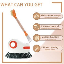 Groove Cleaning Brushes 2 in 1 Window Track Cleaner Cleaning Tools, Multifunction Hard Bristle Grout Crevice Cleaning Brush with Scraper for Kitchen Stove Sink, Sliding Door Track, Window Sill, 2PCS