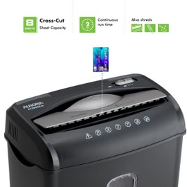 Aurora AU895XA 8-Sheet Professional Cross-Cut Paper and Credit Card Shredder