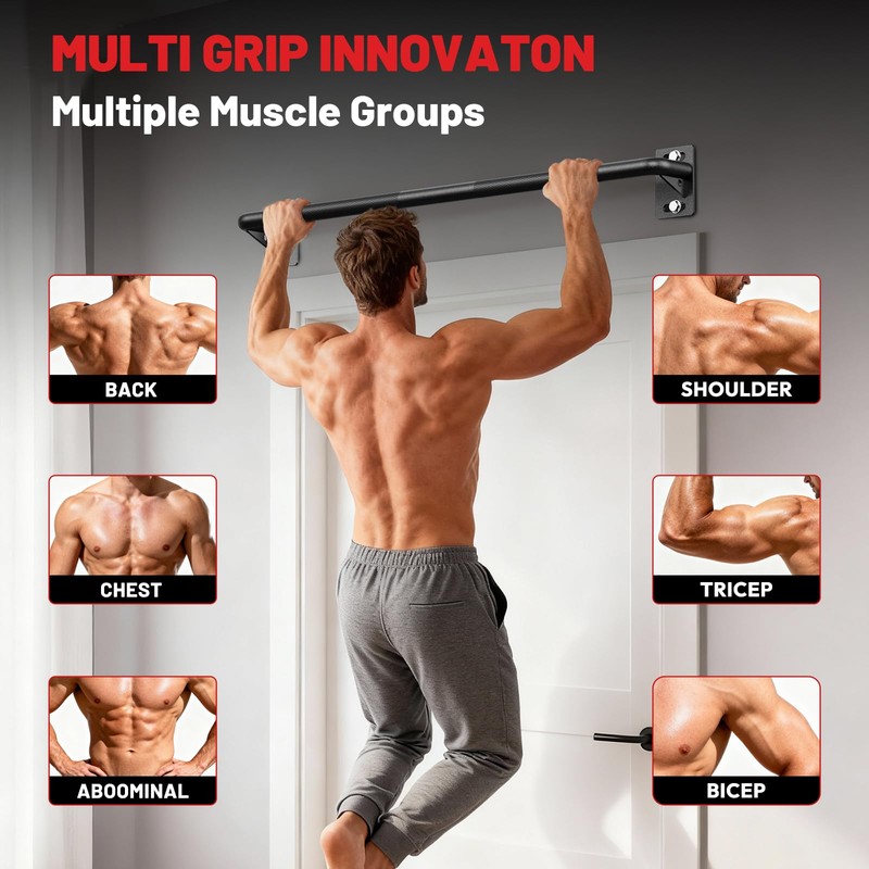 PAPABABE Wall Mounted Pull Up Bar, Chin Up Bar, Strength