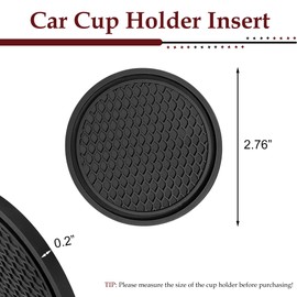 Qancekoo 2 PCS Car Cup Holder Coasters 2.76 Inch Non-Slip Shockproof Universal Car Cup Holder Bottom Insert Protector Coaster Interior Accessories for Car, SUV, Truck (Black)