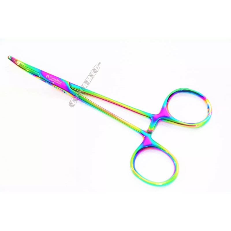 CYNAMED CURVED MOSQUITO FORCEPS 5" HEMOSTAT MULTI-COLOR GERMAN HIGH GRADE