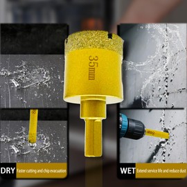 Diamond Drill Bits Core Drill Bit Set – 12PCS Brazed Tile Drill Bits for Glass, Ceramic, Porcelain, Marble, Granite – 6mm to 35mm with Storage Case, Wet or Dry Use