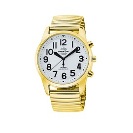 Master Time MTGA-10941-12Z Radio Quartz Talking Men's Watch Analogue with Metal Strap, gold, Modern