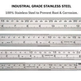 Classic Ruler 12 Inch Stainless Steel Ruler Straight Edge Metal Rulers for Measuring Tool 6 Pack Set