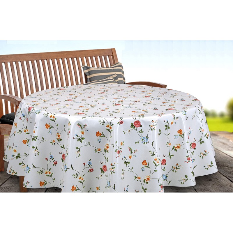 Classic Floral Oilcloth Tablecloth, Wipe Clean, Garden Tablecloth, Round, Oval,