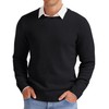 NITAGUT Mens Crew Neck Casual Classic Knitwear Lightweight Ribbed Trim