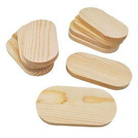 Unfinished Wooden Blocks, Oval Wooden Boards for Crafts, Blank, Whittling Wood Blocks for Engraving, Wood Burning, Painting (10 x 5 x 1cm/10 Pack)