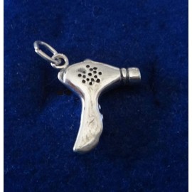 Wholesale Charms Sterling Silver Small 18x16mm 3d Hair Blow Dryer Hairdresser Charm
