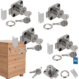 KOTARBAU® Set of 4 Furniture Locks for Screw-On Furniture Doors and Drawers 40 x 40 mm