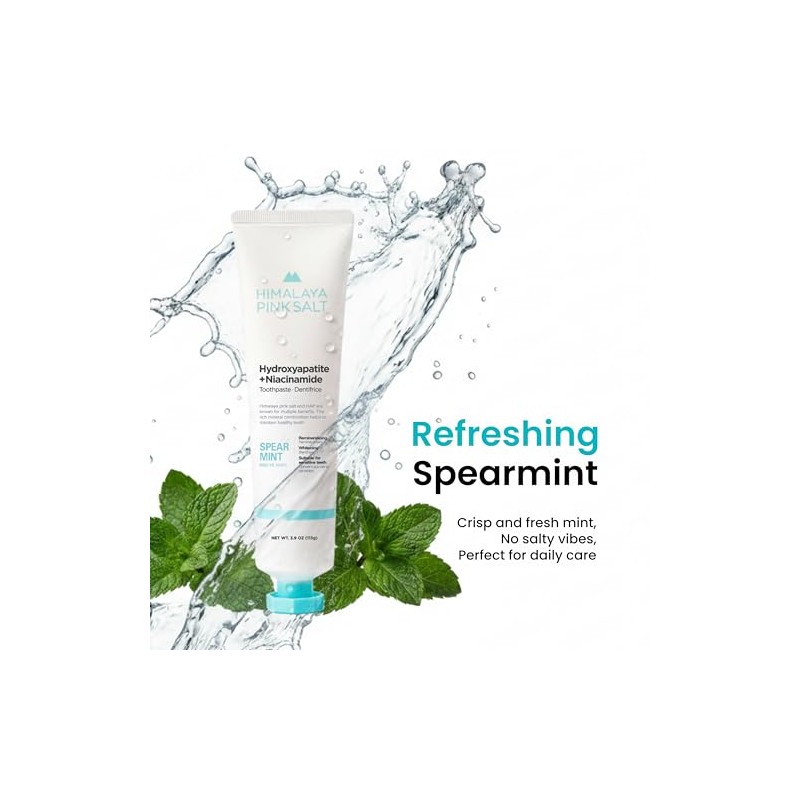 HIMALAYA PINKSALT Fluoride Free Hydroxyapatite Toothpaste with Niacinamide, Helps Remineralize,