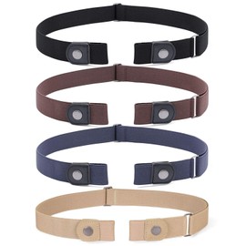 WERFORU 4 Pack No Buckle Invisible Stretch Belt Buckle-Free Elastic Belt for Women and Men