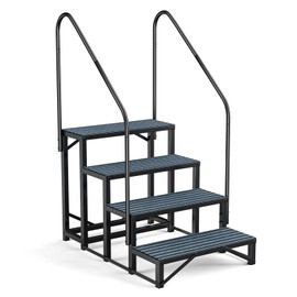 RV Steps Spa Steps with Handrail -4 Step Hot Tub Steps Trailer Steps Mobile Home Stairs for 5th Wheel RV, Trailer, Hot Tub, Pool, Porch with Non-Slip Mats