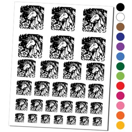 Unicorn in Flower Forest Temporary Tattoo Water Resistant Fake Body Art Set Collection - Black (One Sheet)