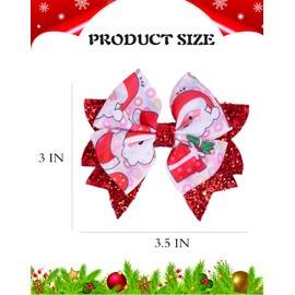Glitter Christmas Hair Bows Santa Claus Hair Clips for Girls, Grosgrain Bows Alligator Hairpin Barrettes Xmas Hair Accessories Christmas Decor Stocking Stuffers Gifts for Toddler Girls Teens Women