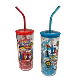 Chicago Kids Twisty Straw Souvenir Cups - Set of 2