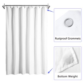 LLSCL Grey Fabric Shower Curtain Liner with Bottom Counterweight, Waterproof Hotel Quality, 72 x 72 Machine Washable