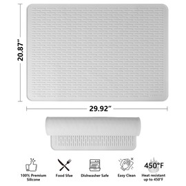 YUHFERA Stove Top Cover for Electric Stove - Silicone Stove Mat for Glass Top, Glass Cooktop Protector, XL Dish Drying Mats For Kitchen,Oven Covers for Electric Stove (Hyaline,30 x 21)